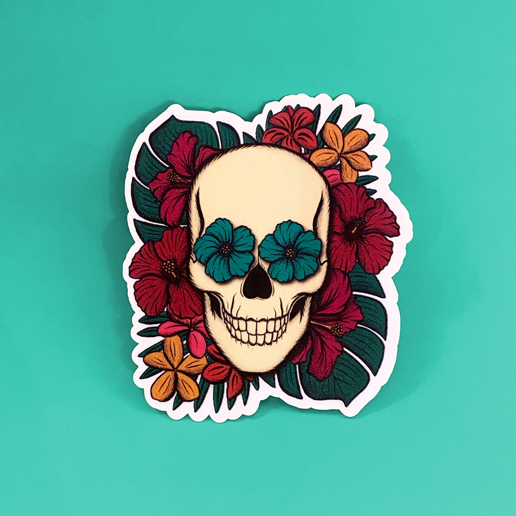 Flower Skull Sticker